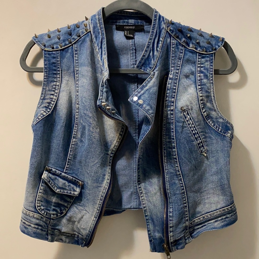 Gold Spiked Denim Jacket